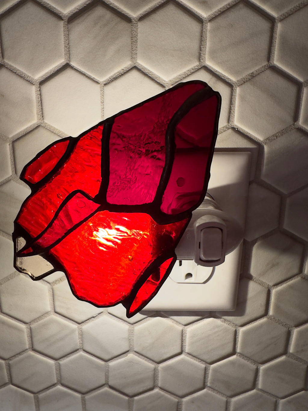 Stained Glass Red Snapper Head Nightlight