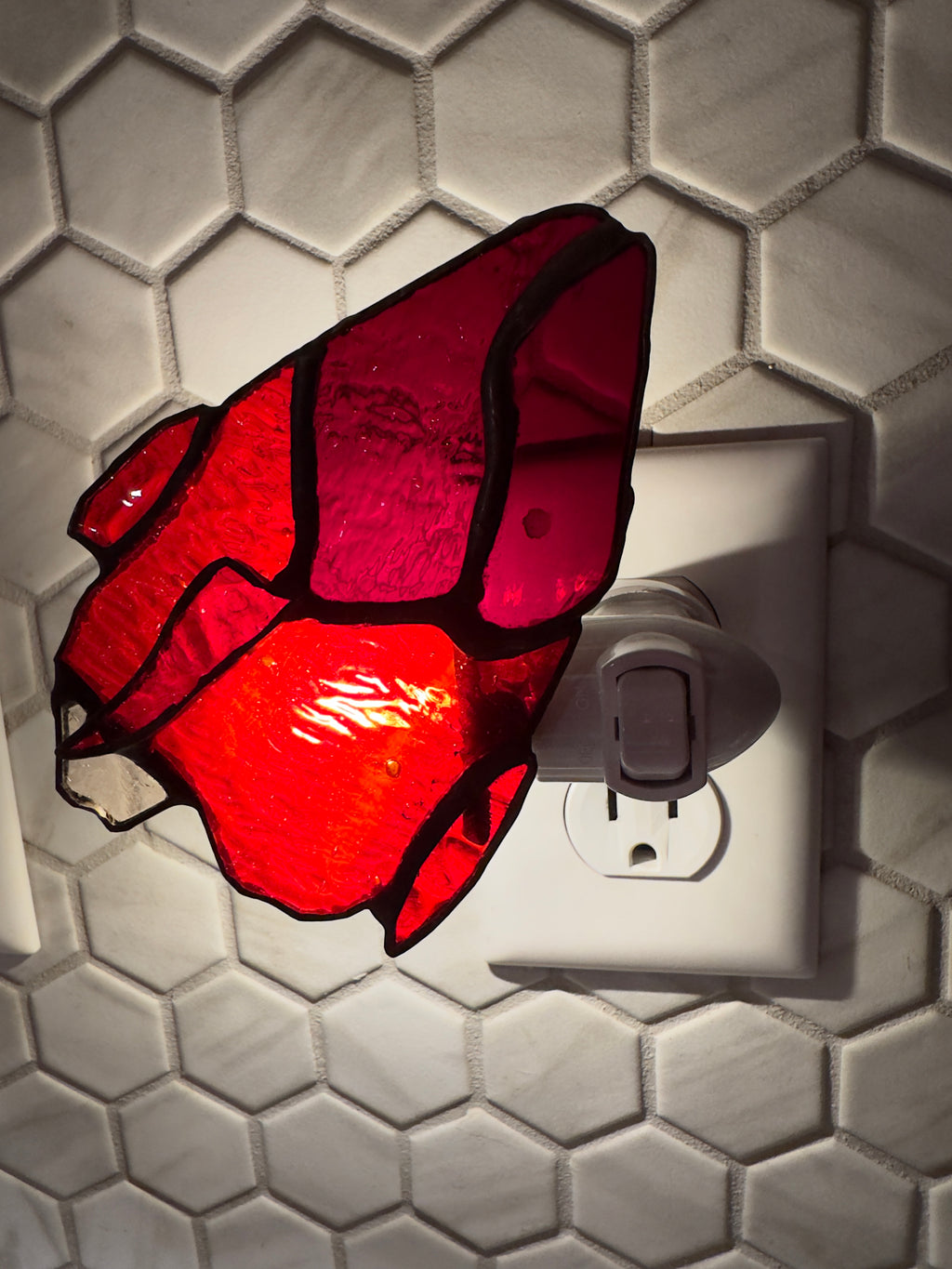 Stained Glass Red Snapper Head Nightlight