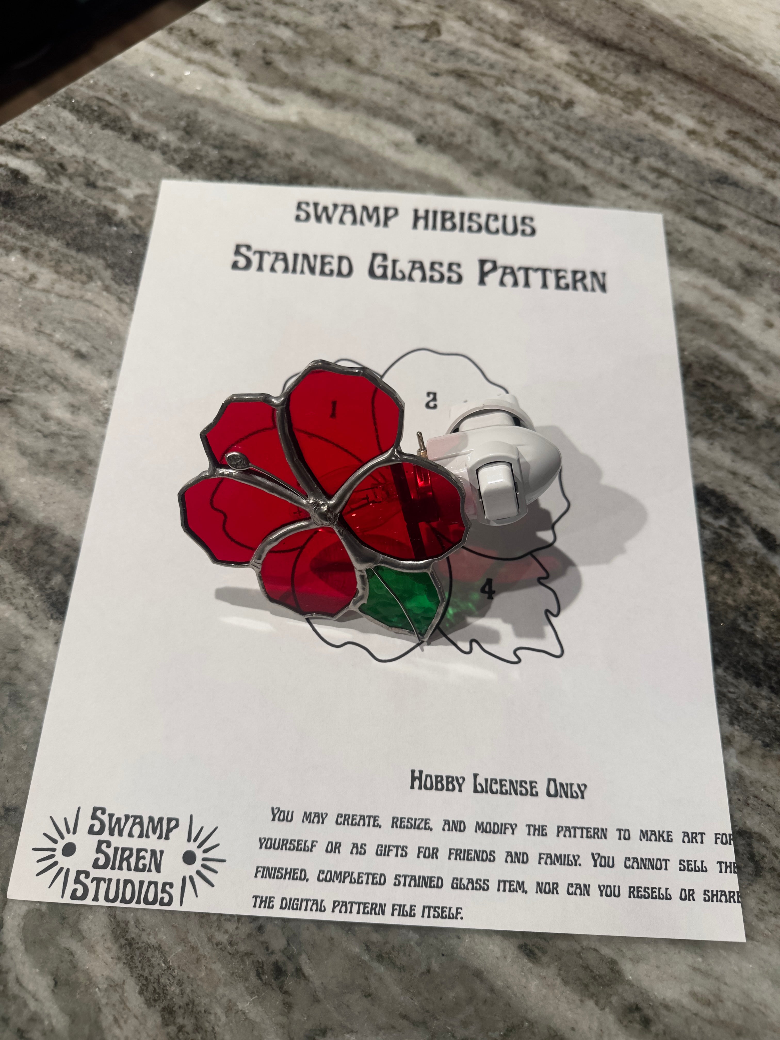 Stained Glass Swamp Hibiscus Pattern