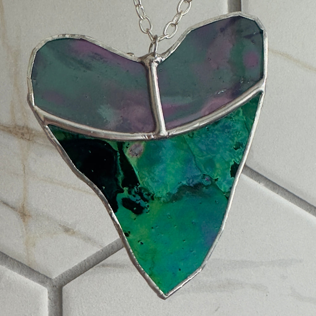 Stained Glass Megalodon Shark Tooth Suncatcher