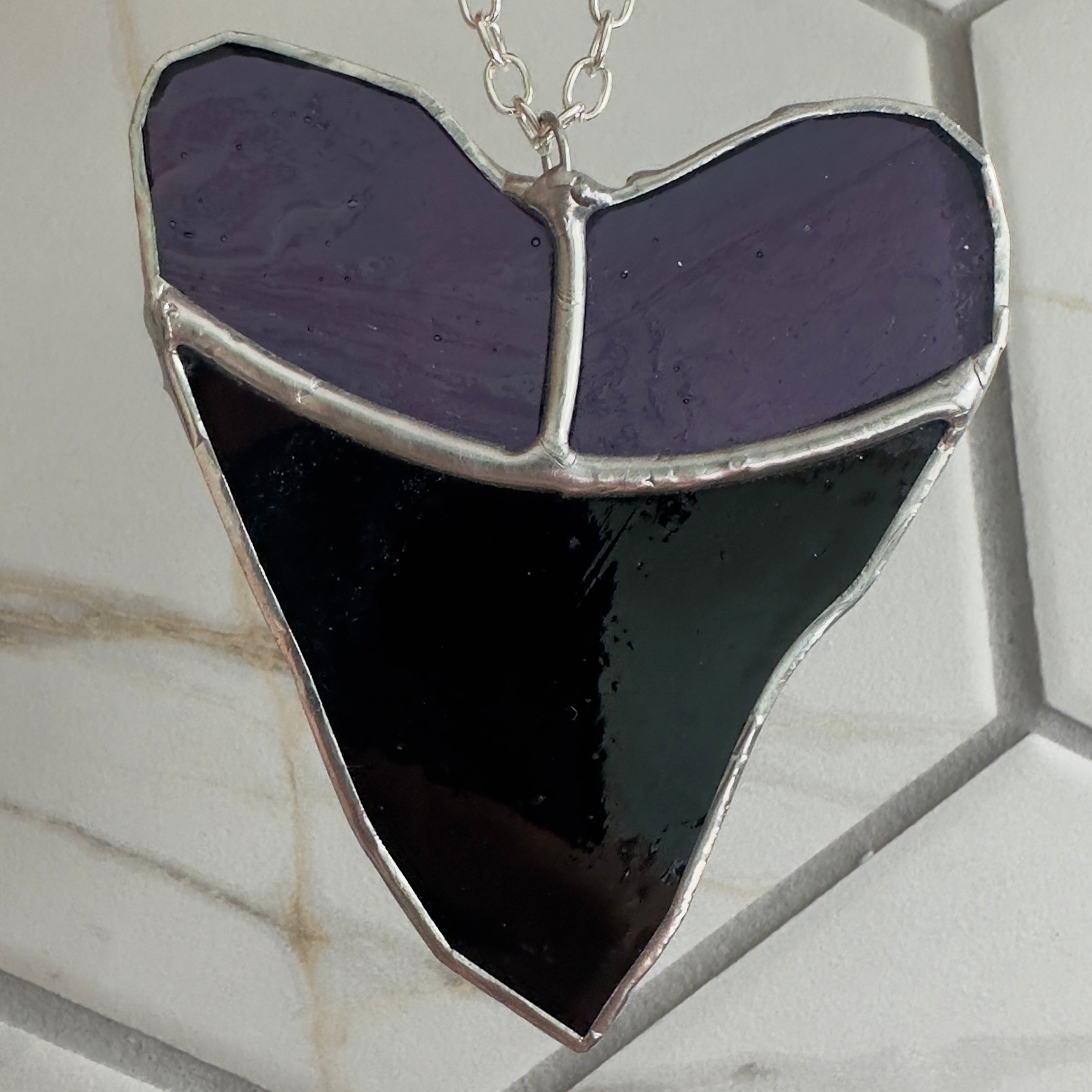 Stained Glass Megalodon Shark Tooth Suncatcher