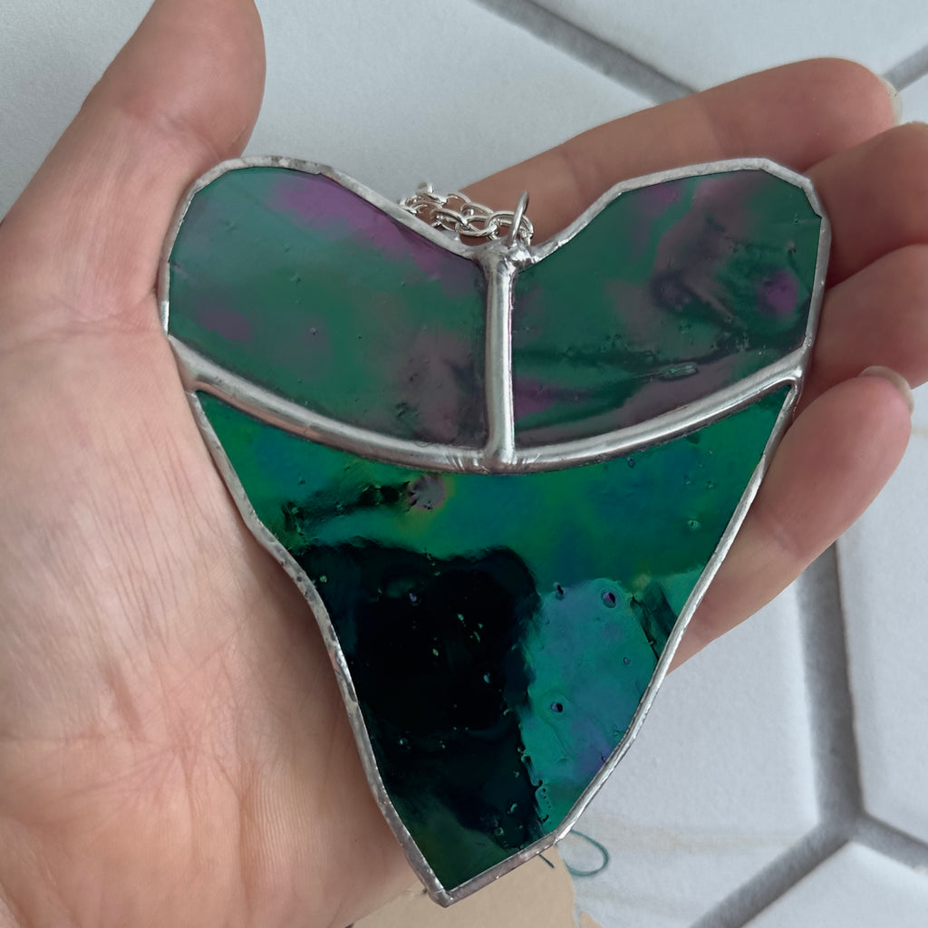 Stained Glass Megalodon Shark Tooth Suncatcher