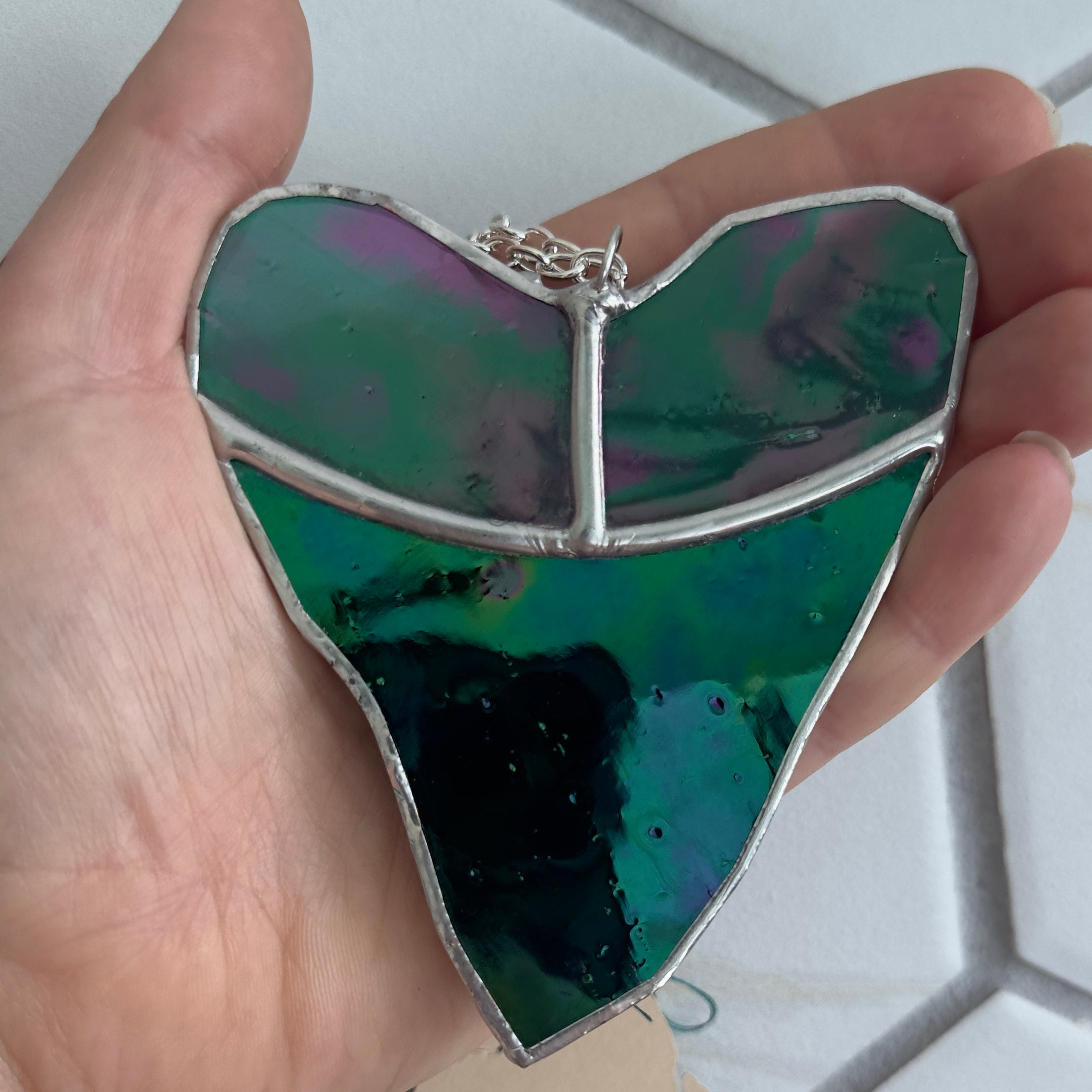 Stained Glass Megalodon Shark Tooth Suncatcher