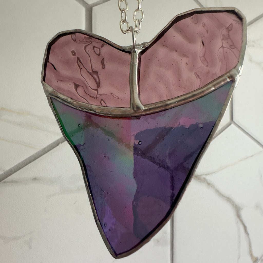 Stained Glass Megalodon Shark Tooth Suncatcher