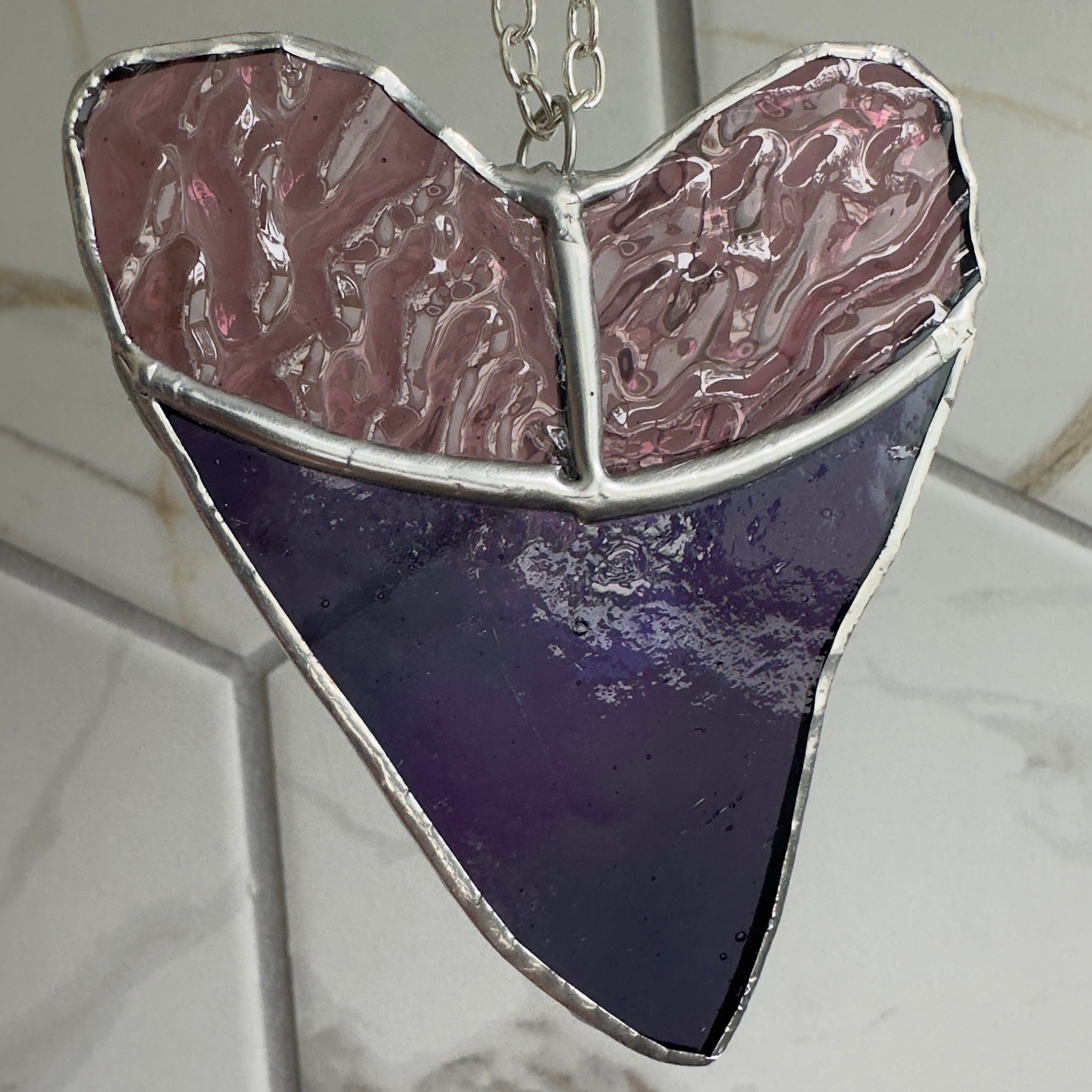 Stained Glass Megalodon Shark Tooth Suncatcher