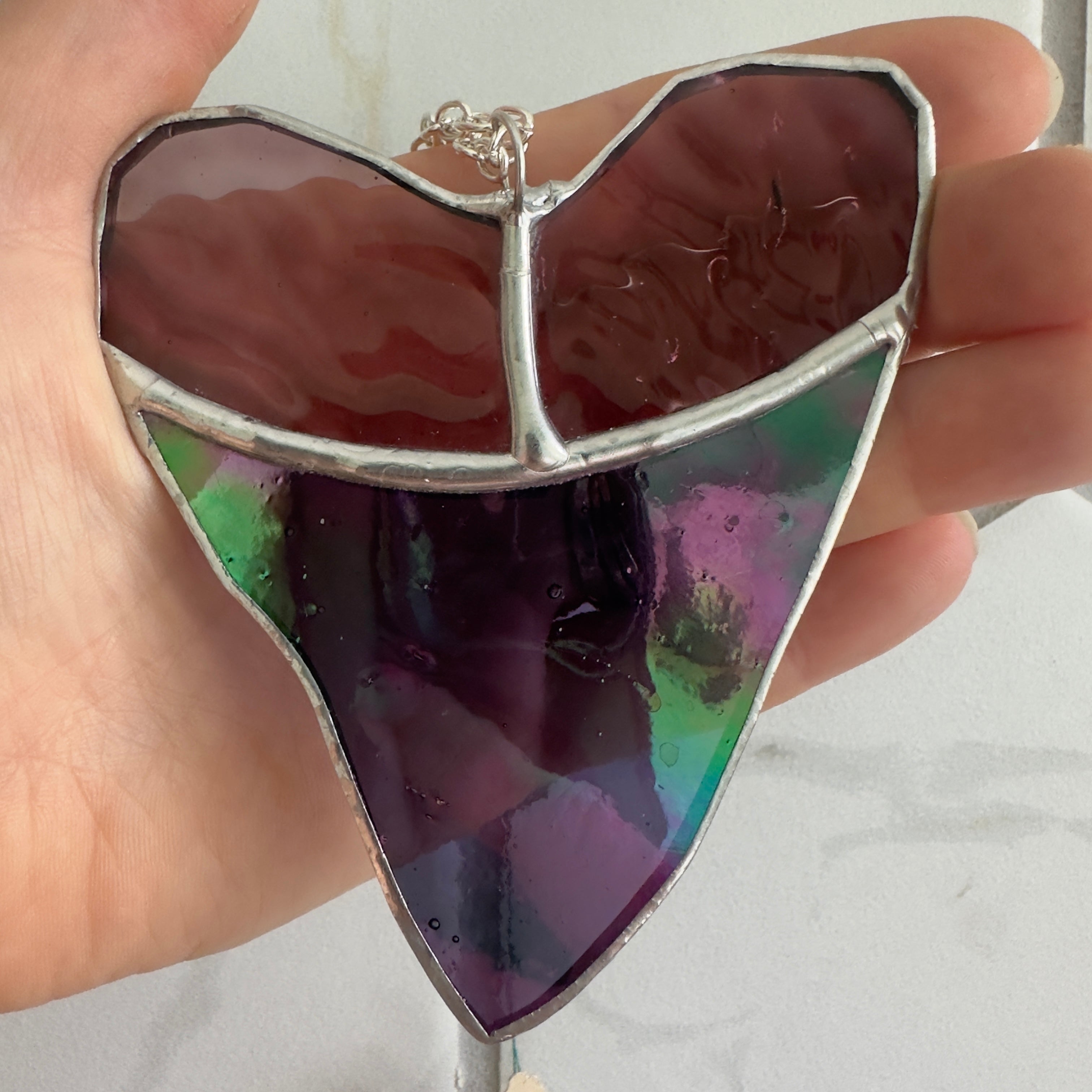 Stained Glass Megalodon Shark Tooth Suncatcher