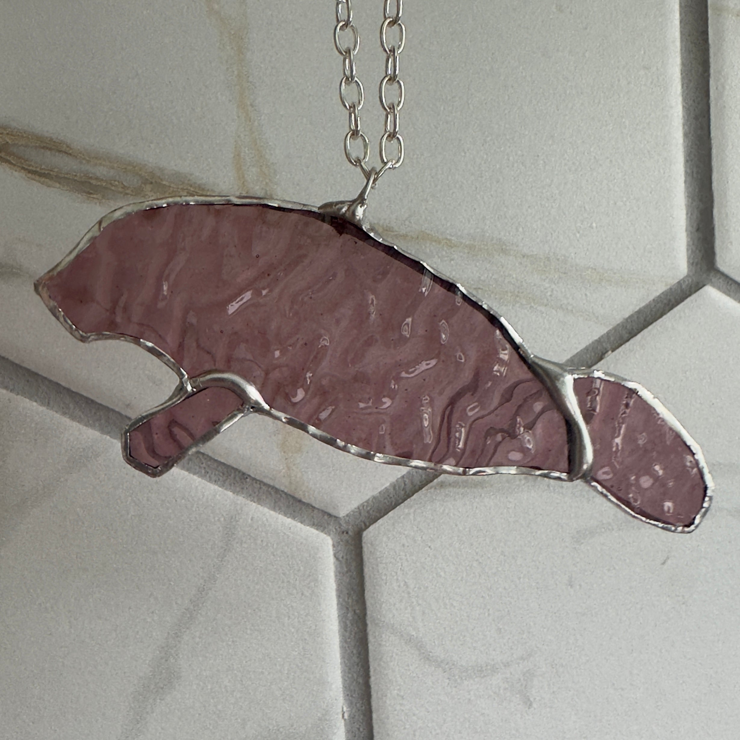 Stained Glass Manatee Suncatcher