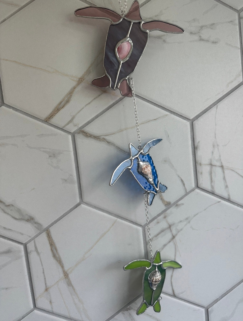 Sea Turtle Shell Family Suncatcher Chain